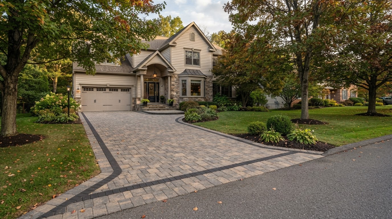 Residential paver driveway installation near Scranton, PA
