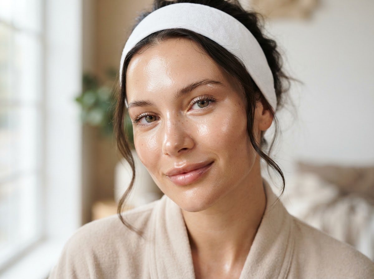Glowing skin after a facial treatment