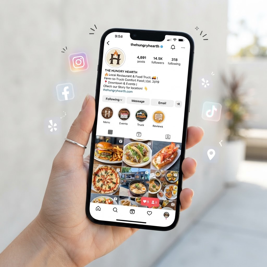 Targeted Instagram and Facebook ad mockups for local businesses
