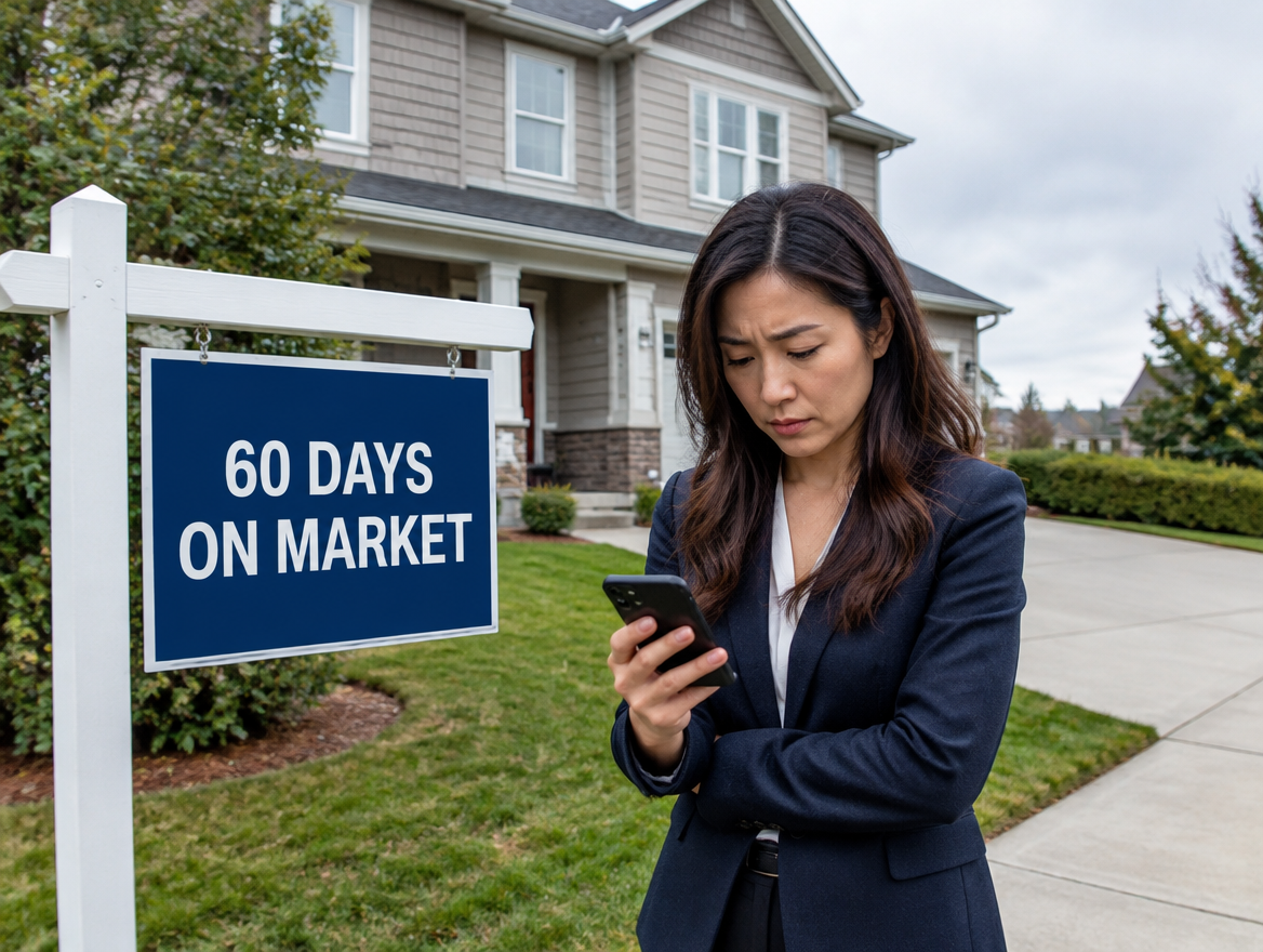Agent reviewing price adjustment for home on market