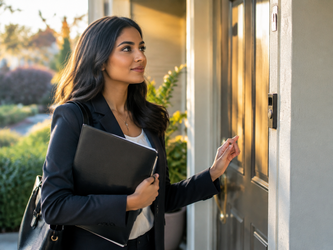 Listing agent arriving at seller appointment