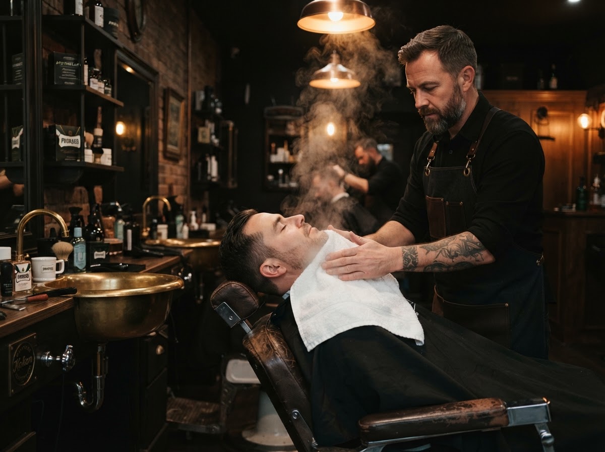 Hot towel treatment during a shave