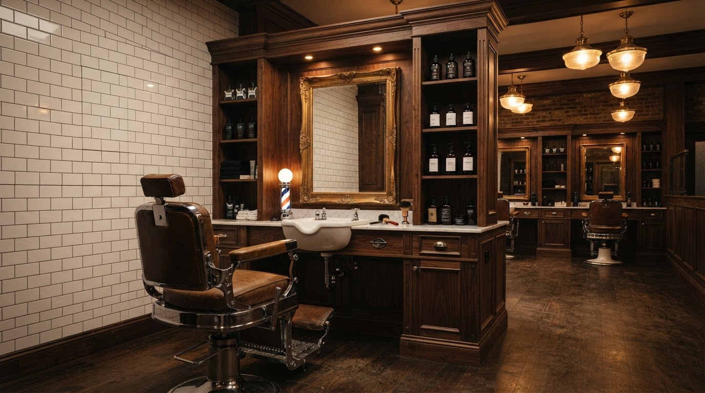 Barber performing a straight-razor shave during an appointment