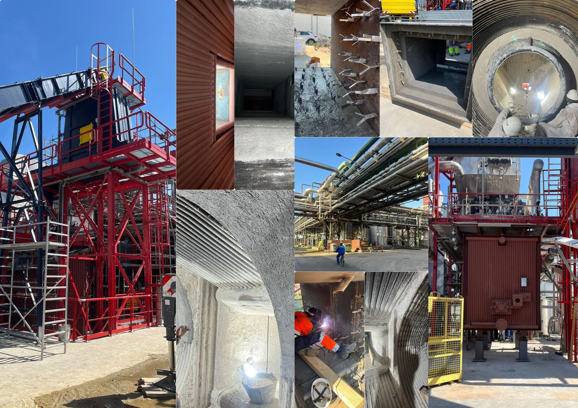 Real photograph of PROYCO project: Biomass steam generation plant: Gasifier and cyclone