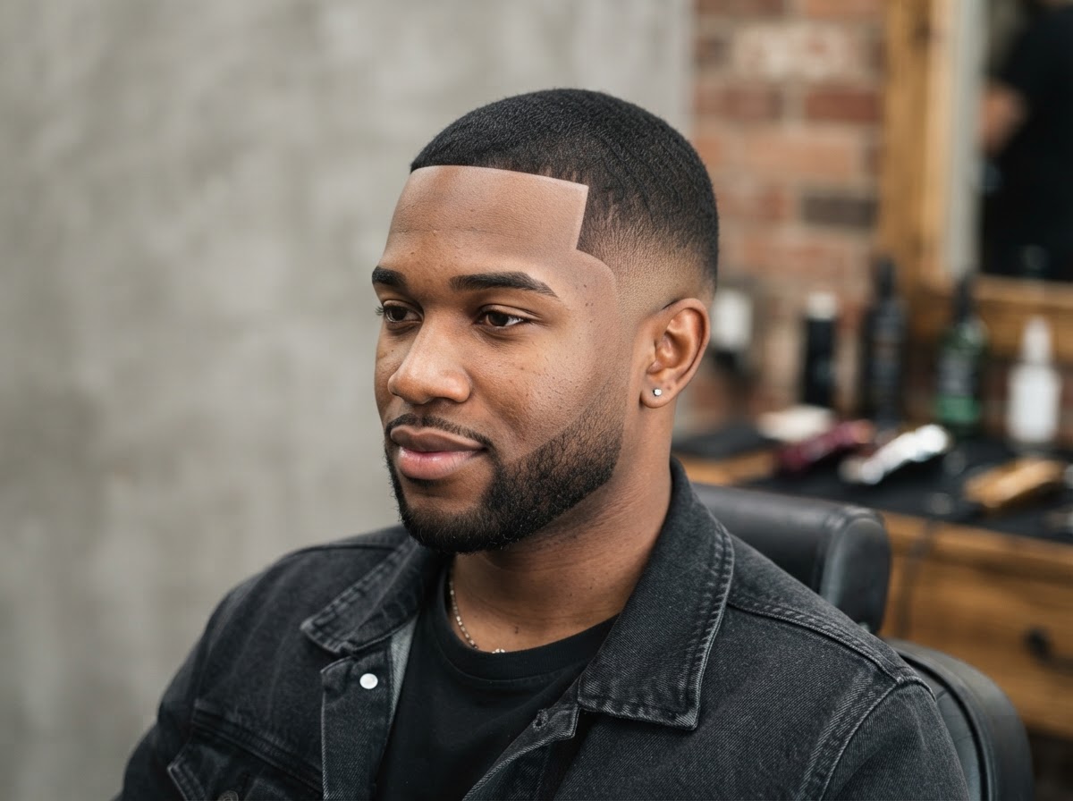 Fresh lineup and edge-up with crisp hairline and clean neckline
