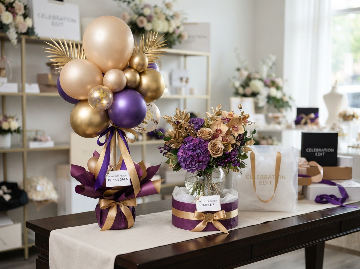 Professionally styled ready-for-pickup event décor pieces