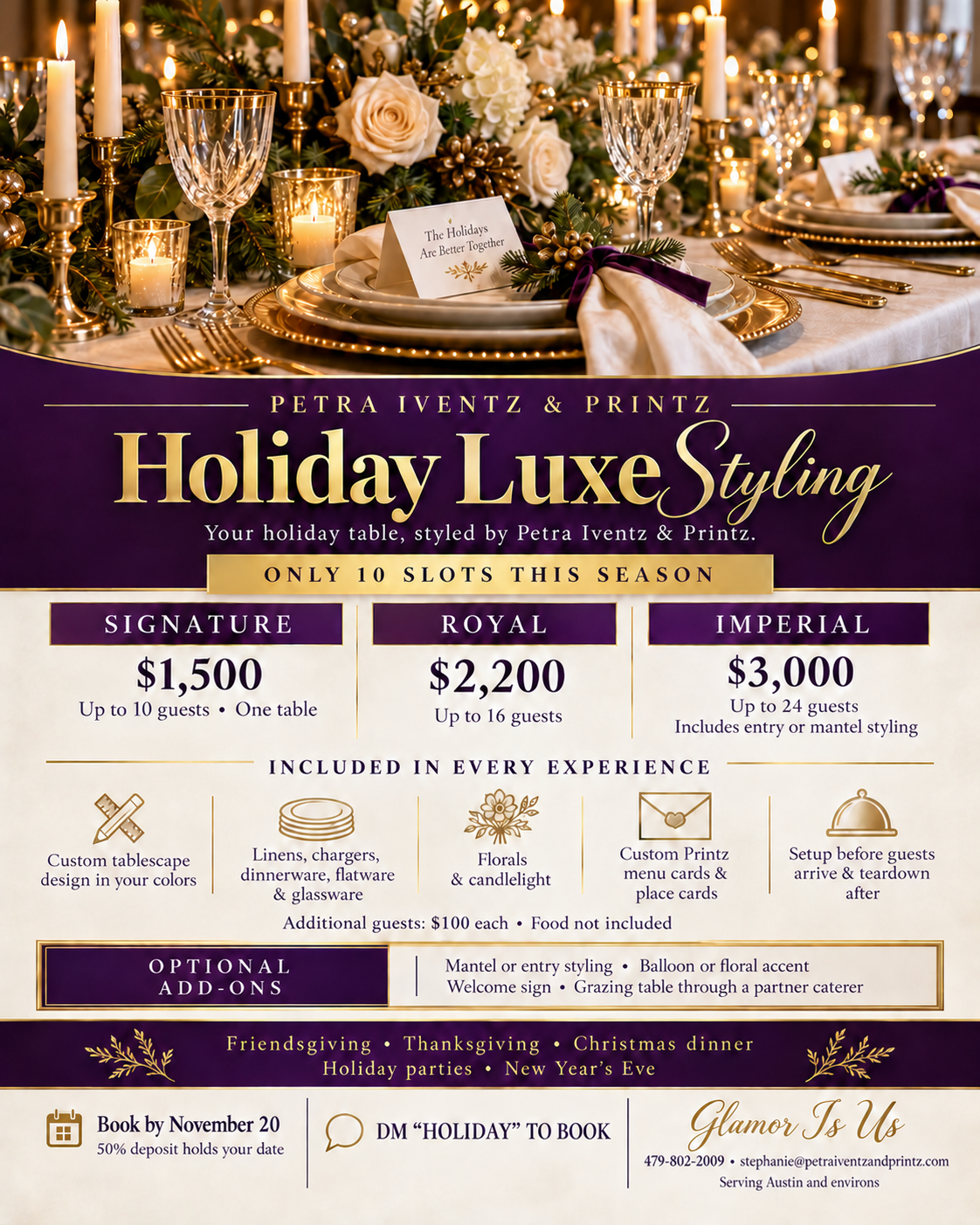Holiday Luxe Styling Packages Flyer by Petra Iventz & Printz