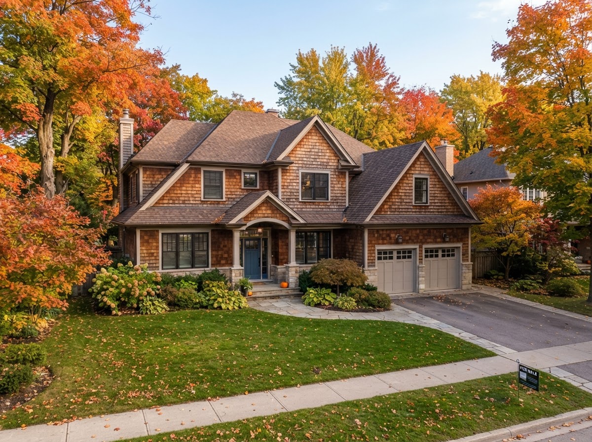 Home with new cedar-tone architectural shingle roof