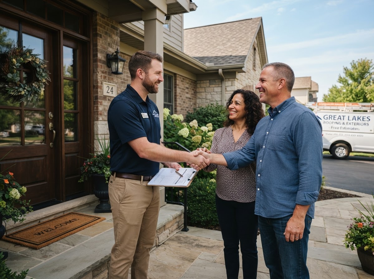 Hartwell family member meeting with homeowners