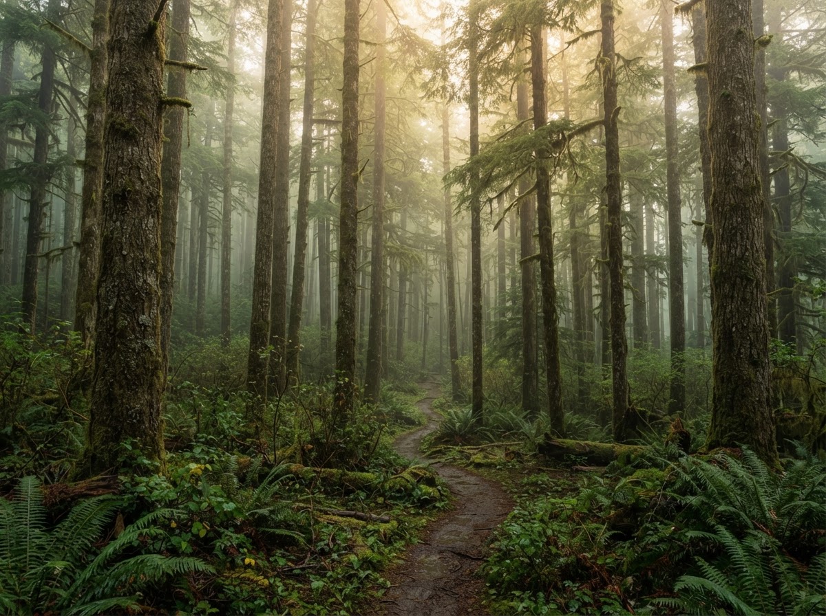 Serene forest with morning light