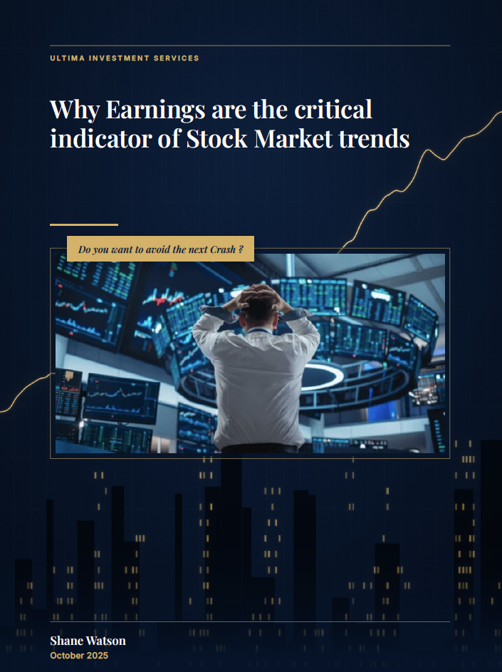 Why Earnings Are The Critical Indicator Of Stock Market Trends eBook cover by Shane Watson, Ultima Investment Services