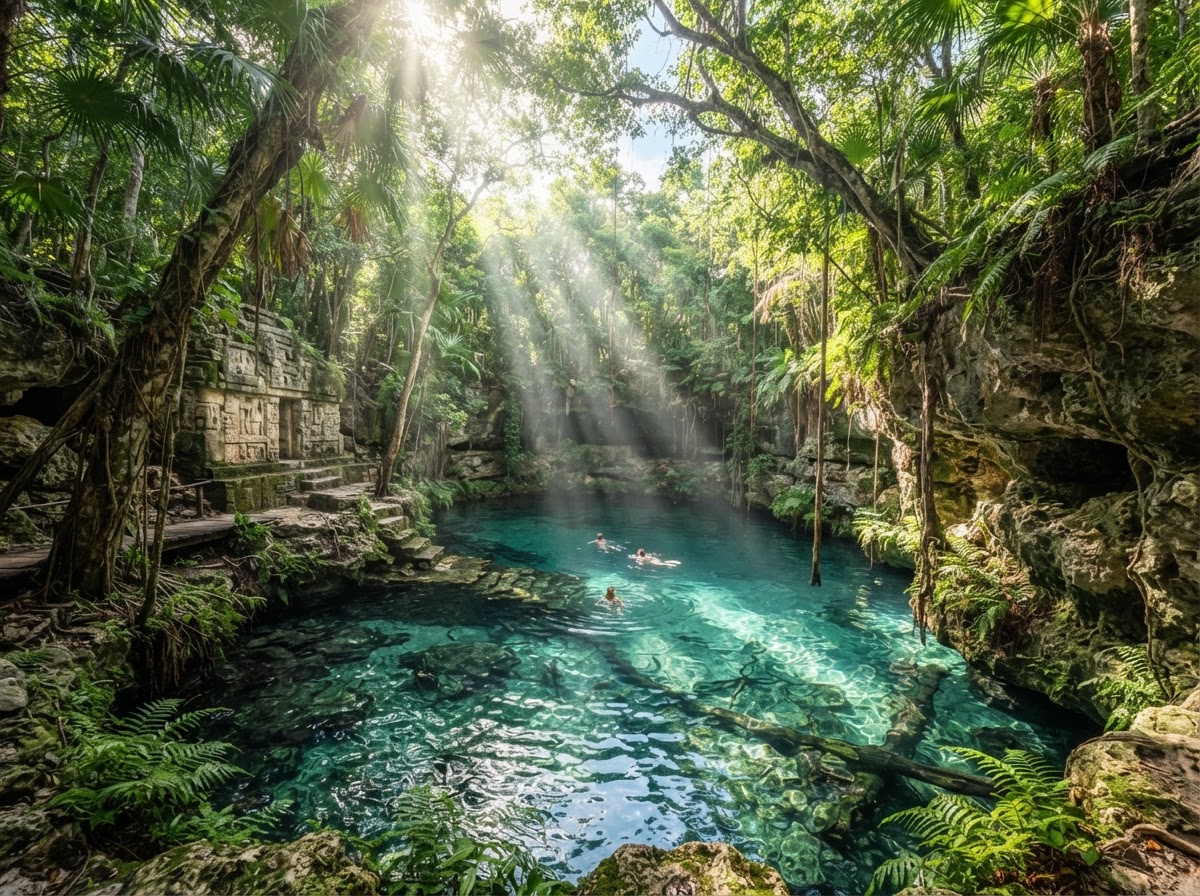 Beautiful cenote and ancient Maya heritage site in Mexico