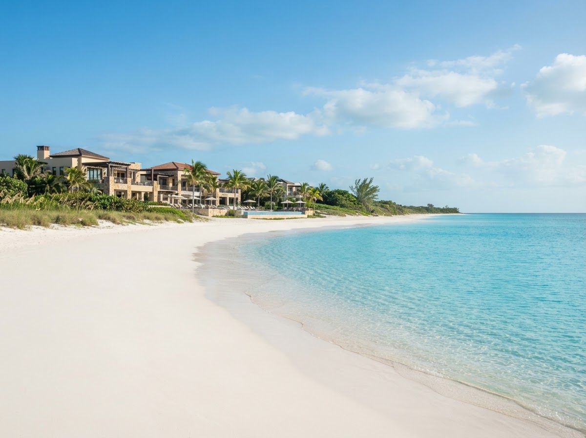 Grace Bay Beach with powder-white sand and clear turquoise water in Turks & Caicos