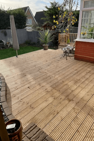 Wooden garden decking platform in Essex