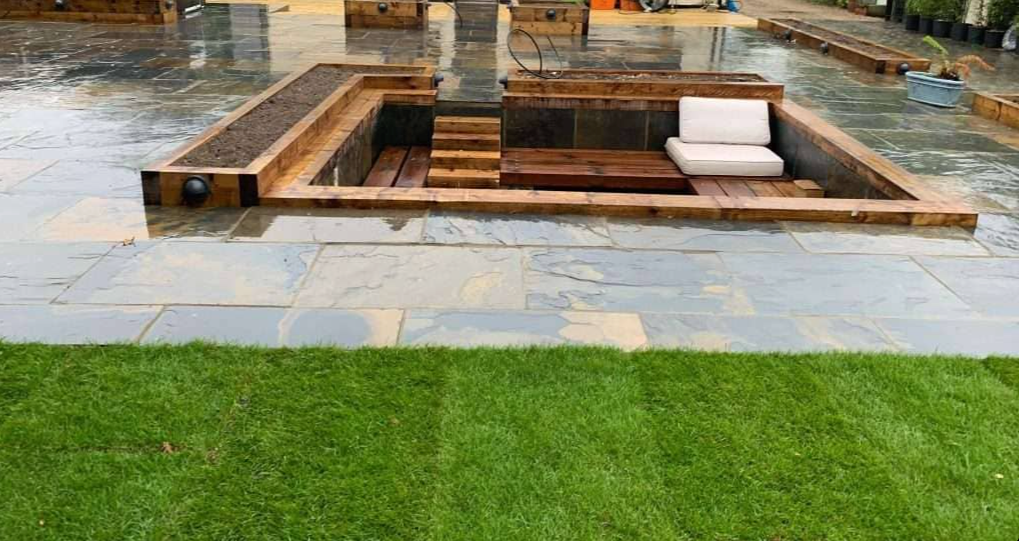 Sunken Slate Patio and Decking