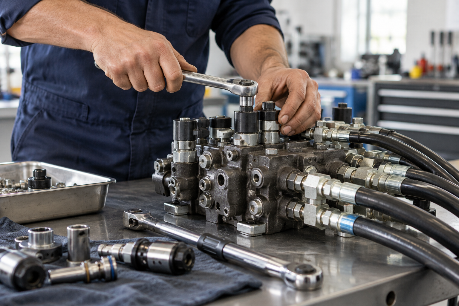 Hydraulic component maintenance.