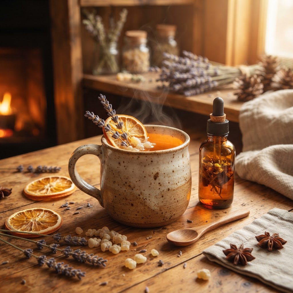 Midwinter in a mug — sweet orange, frankincense and lavender