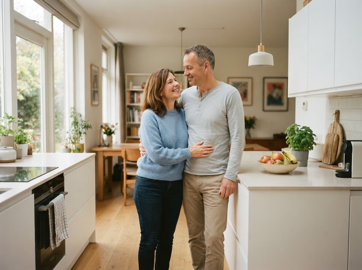 Woningbezitters ontspannen in hun eigen woning