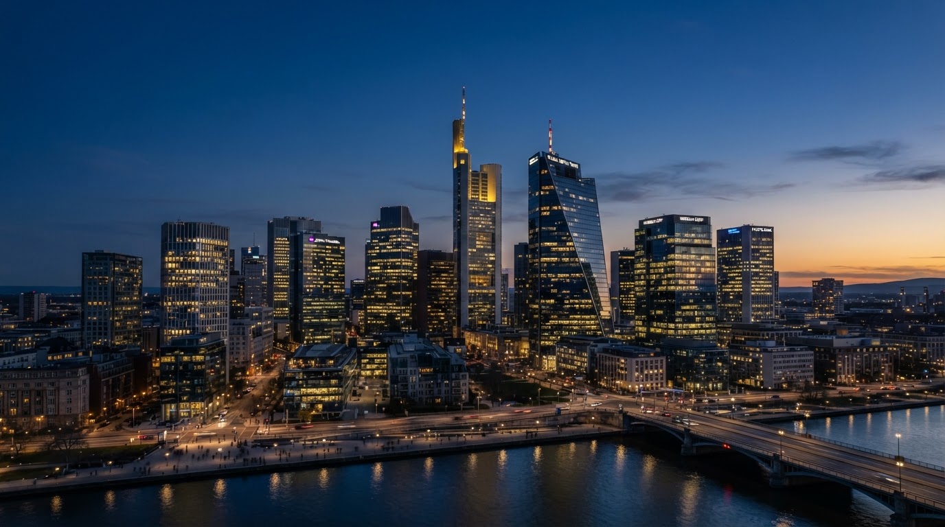City skyline at dusk