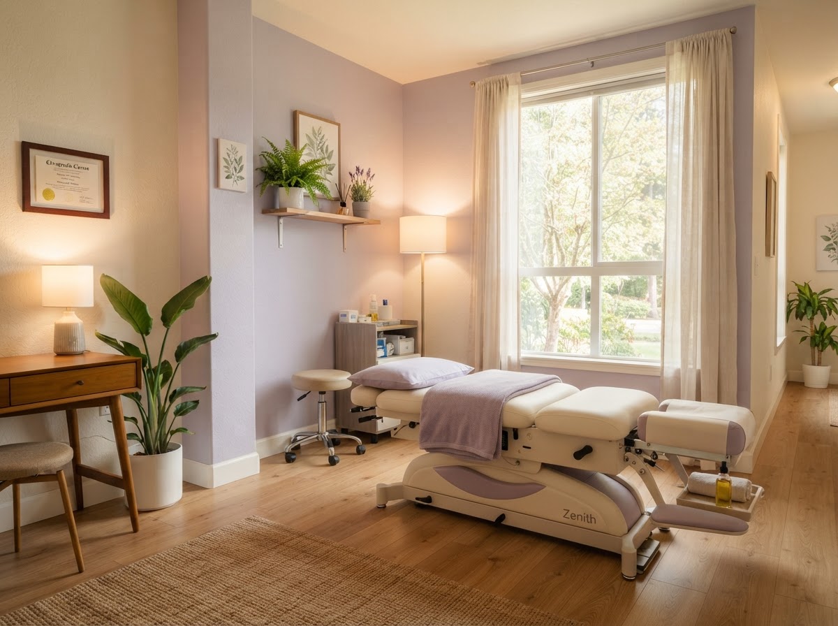 A comfortable chiropractic treatment room