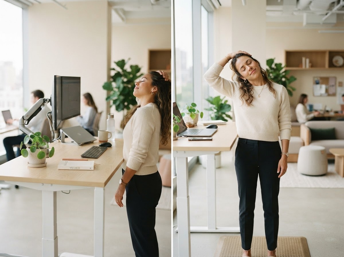 Patient working on posture at a desk