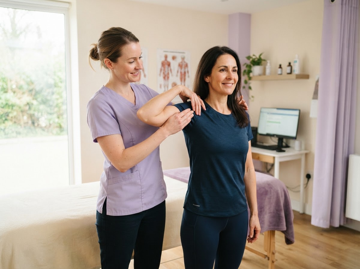 A chiropractor assessing a patient's back and posture