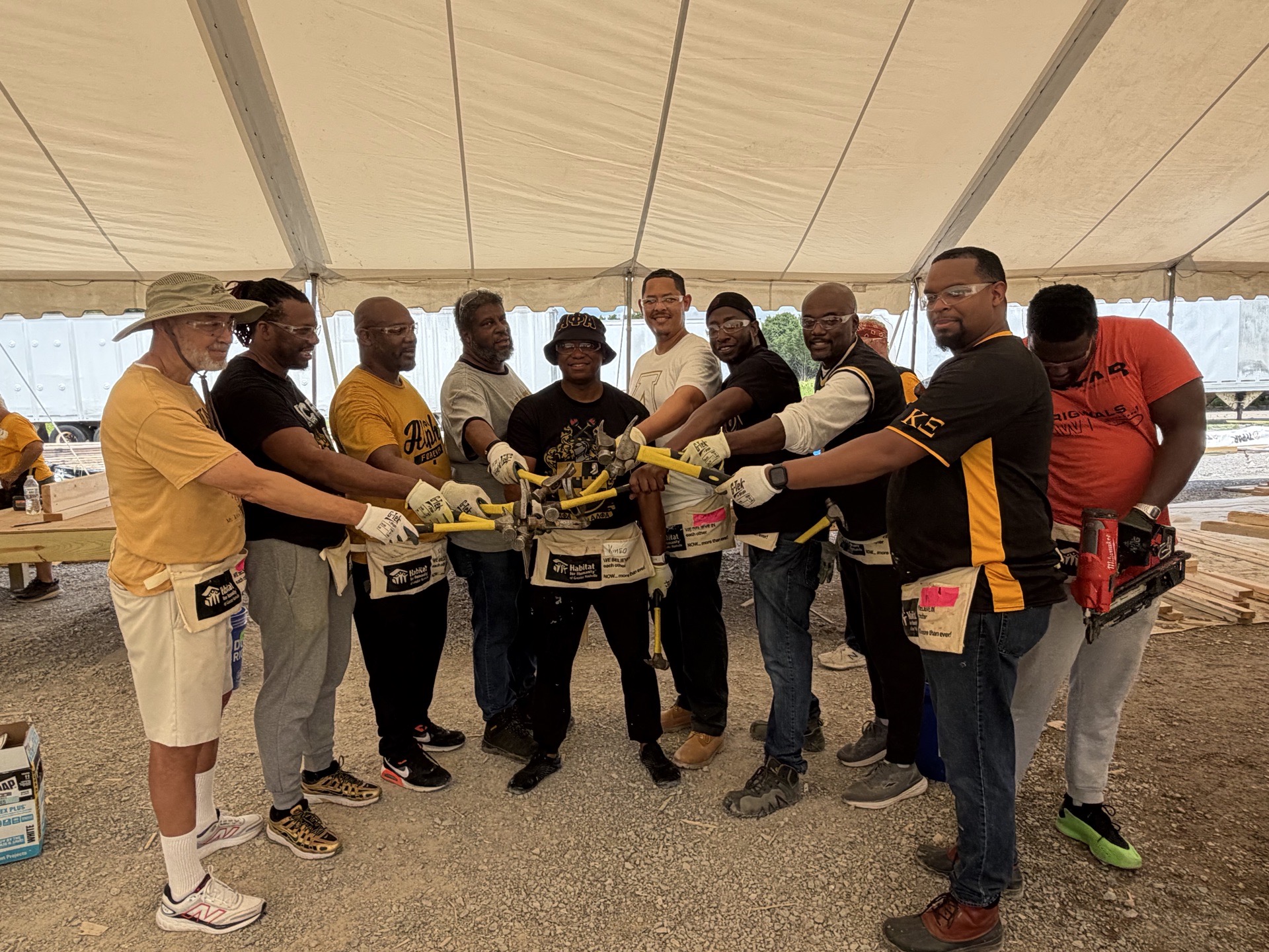 Kimeo Smith community volunteer service with fraternity brothers