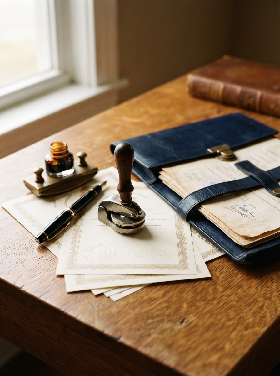 Portrait of a professional commissioned notary public