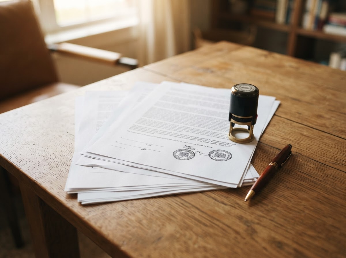 Mobile notary meeting with a client to sign documents