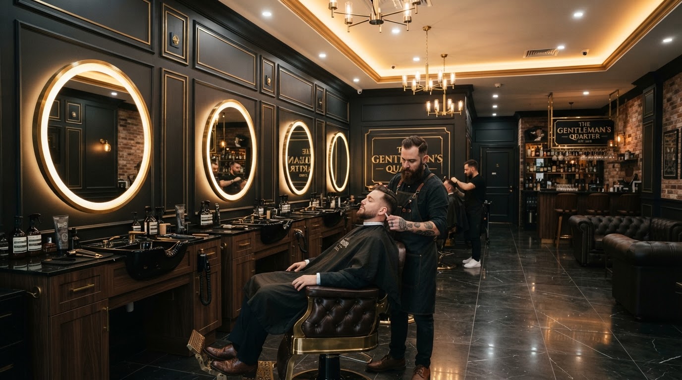 Noble Fade Co. Luxury Modern Barbershop Interior