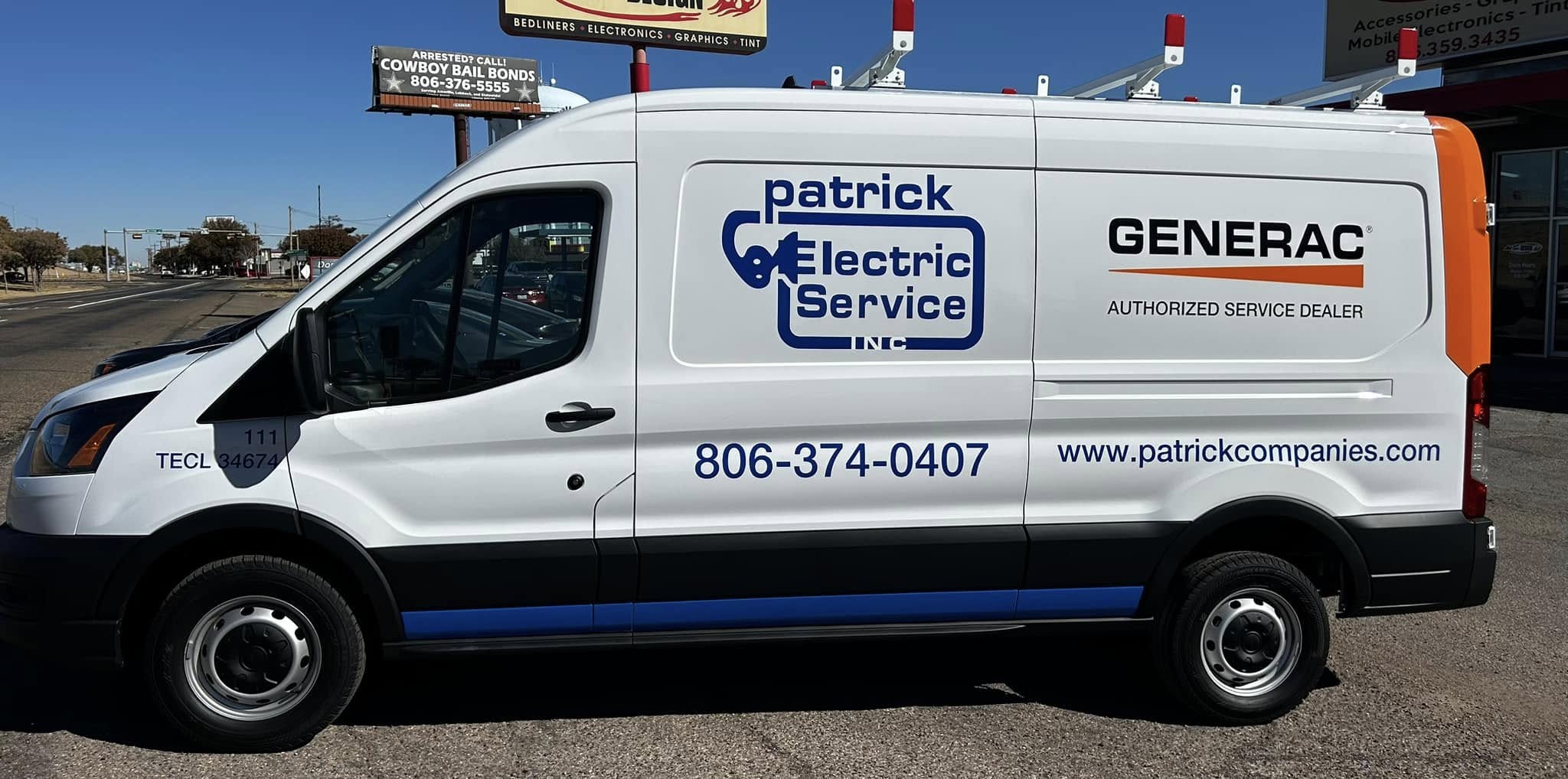 Patrick Electric Service, Inc. van - Generac Authorized Service Dealer in Amarillo TX