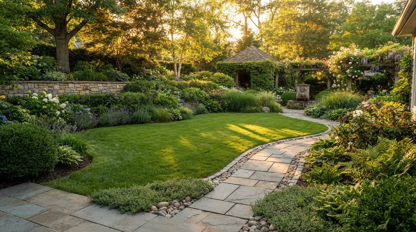 High-end outdoor hardscape and luxury landscaping design