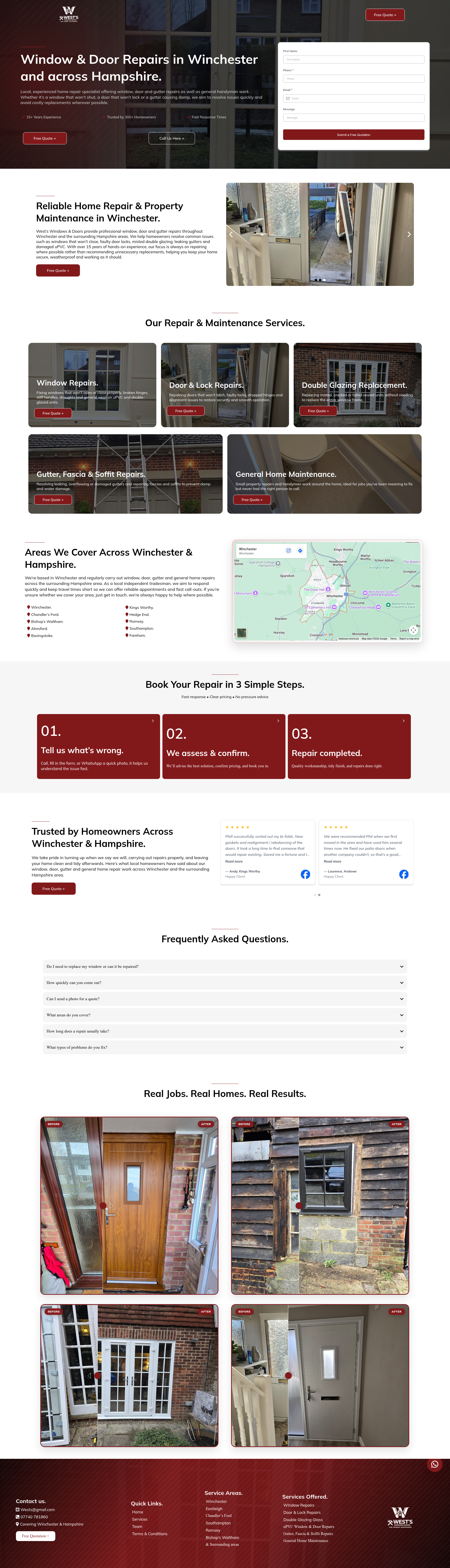 Wests Windows & Doors repair website designed by Cloud Client