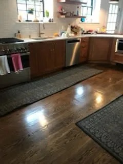 Gleaming Polished Hardwood Floors & Runner