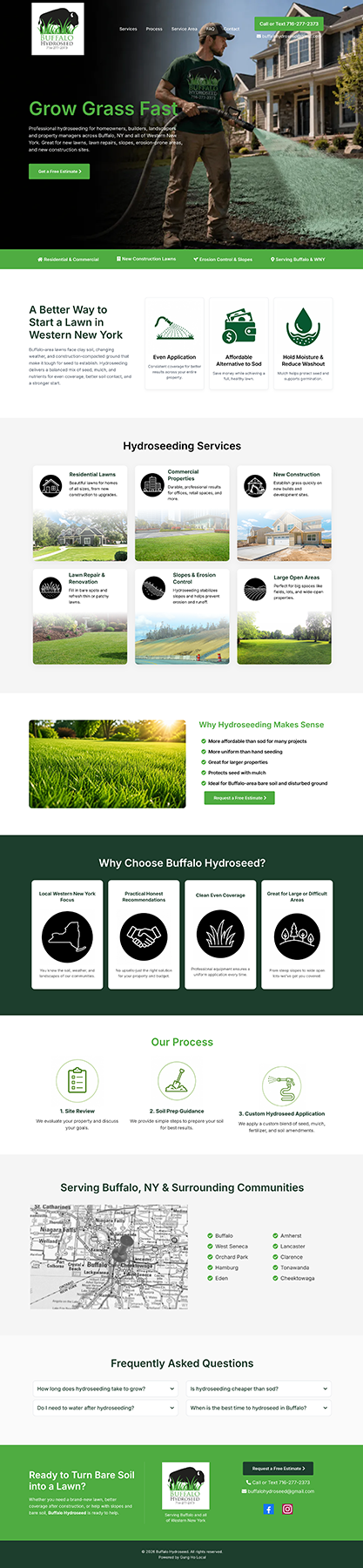 Buffalo Hydroseed one-page website by Gung Ho Local