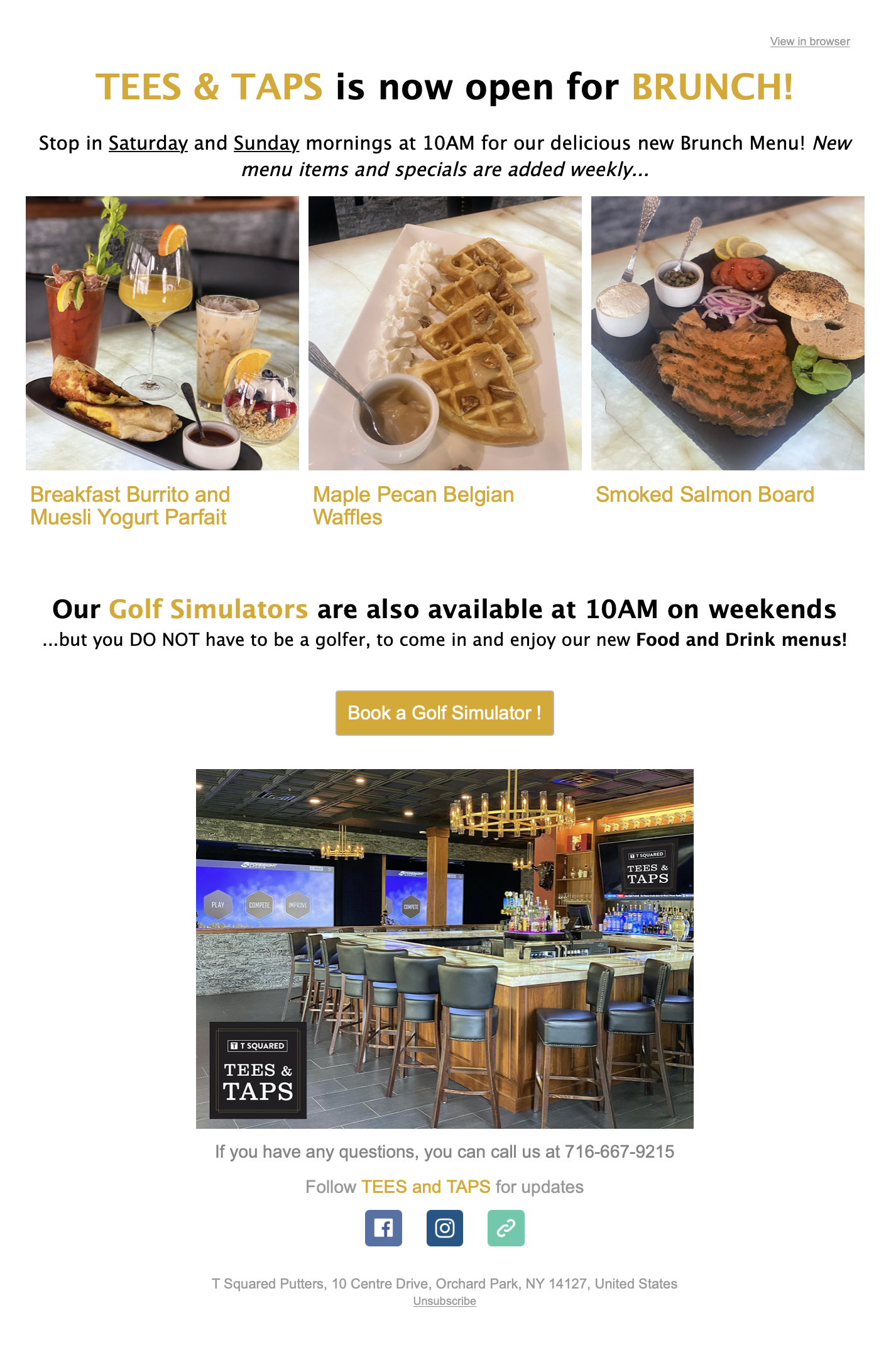 Weekend Brunch launch email campaign