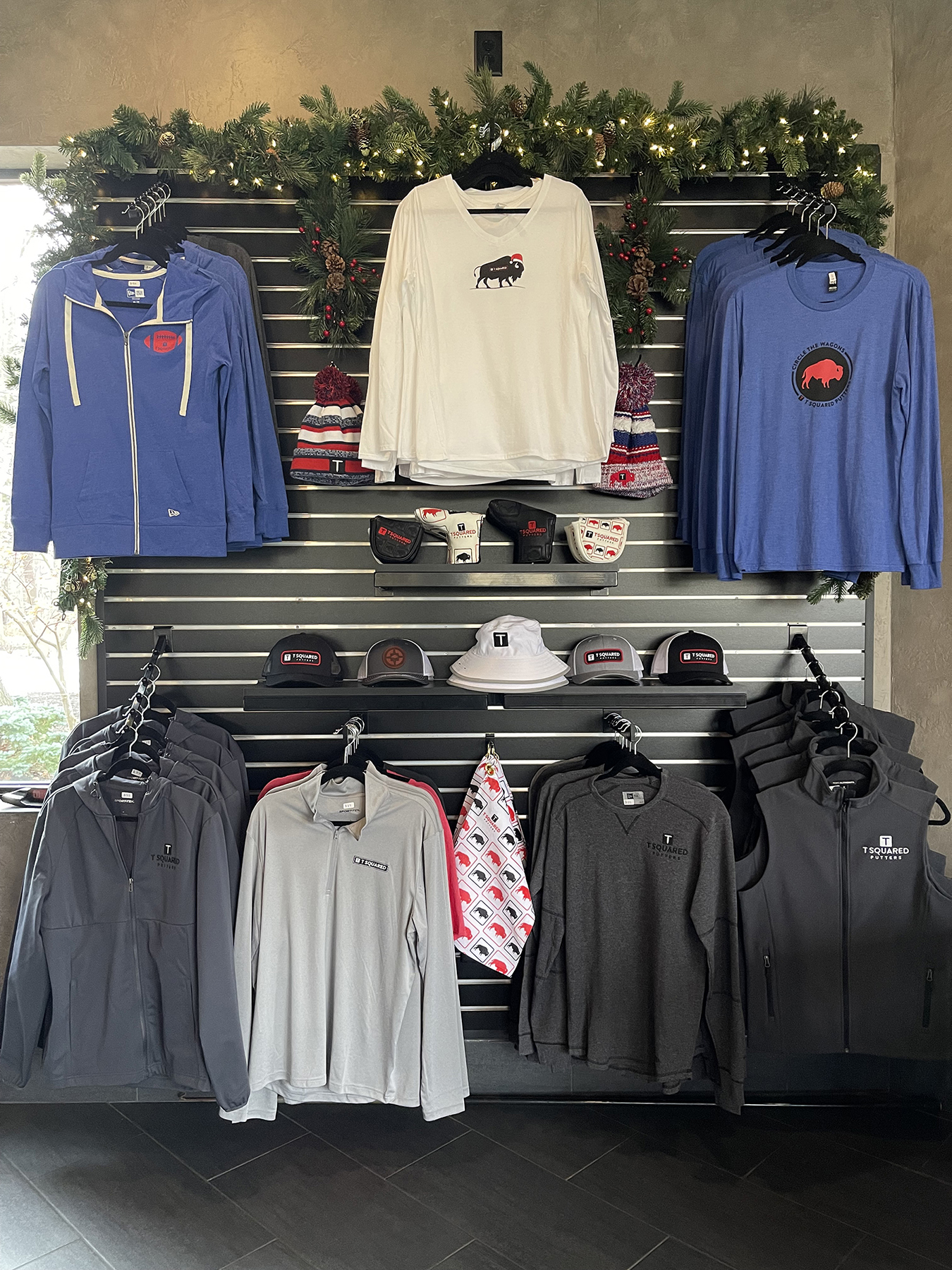 T Squared branded apparel and merchandise retail wall display