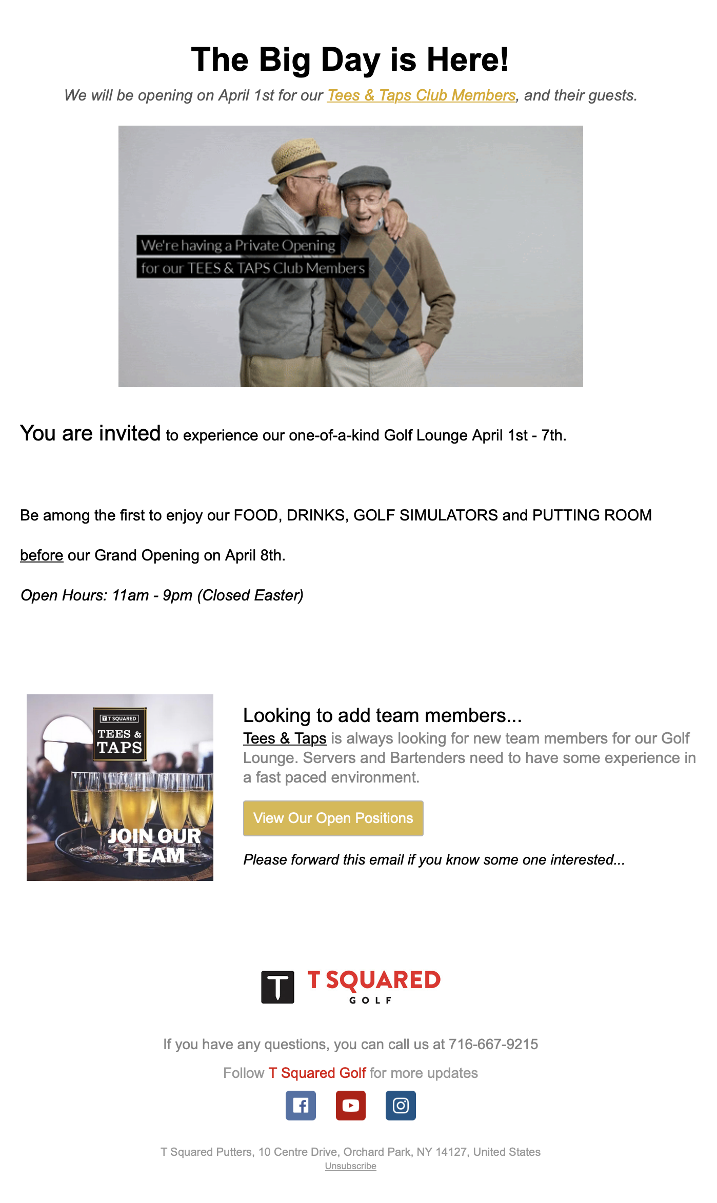 The Big Day is Here email announcement