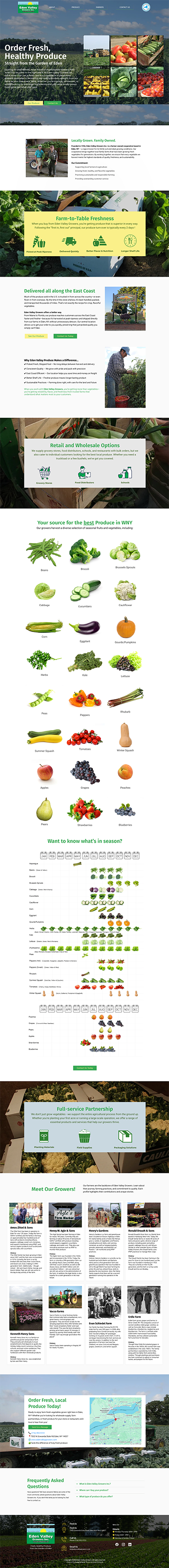 Eden Valley Growers one-page website by Gung Ho Local