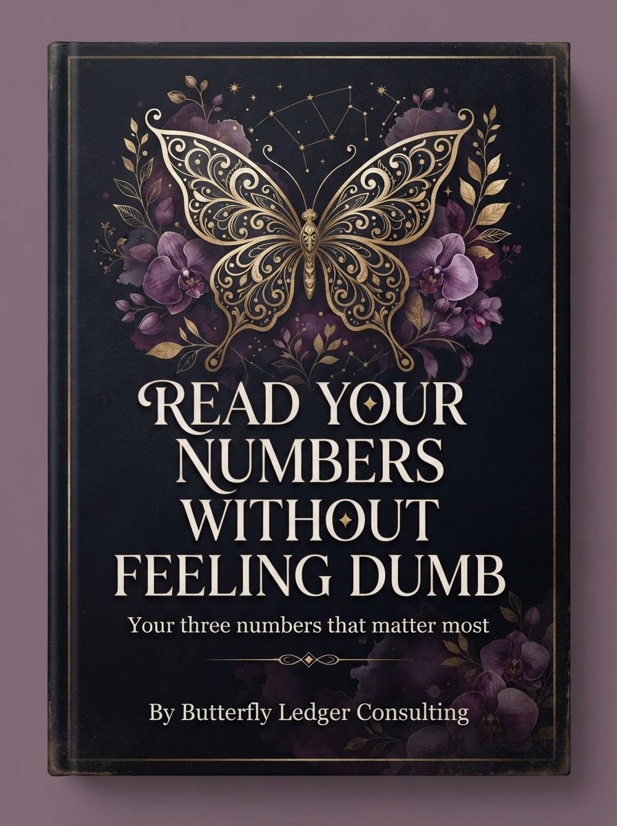 Cover of the free guide 'Read Your Numbers Without Feeling Dumb' by Butterfly Ledger Consulting.
