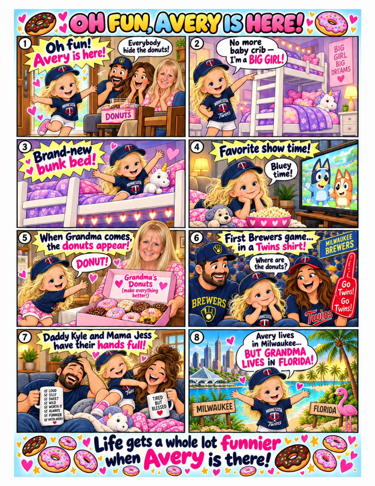 Avery's personalized birthday comic strip
