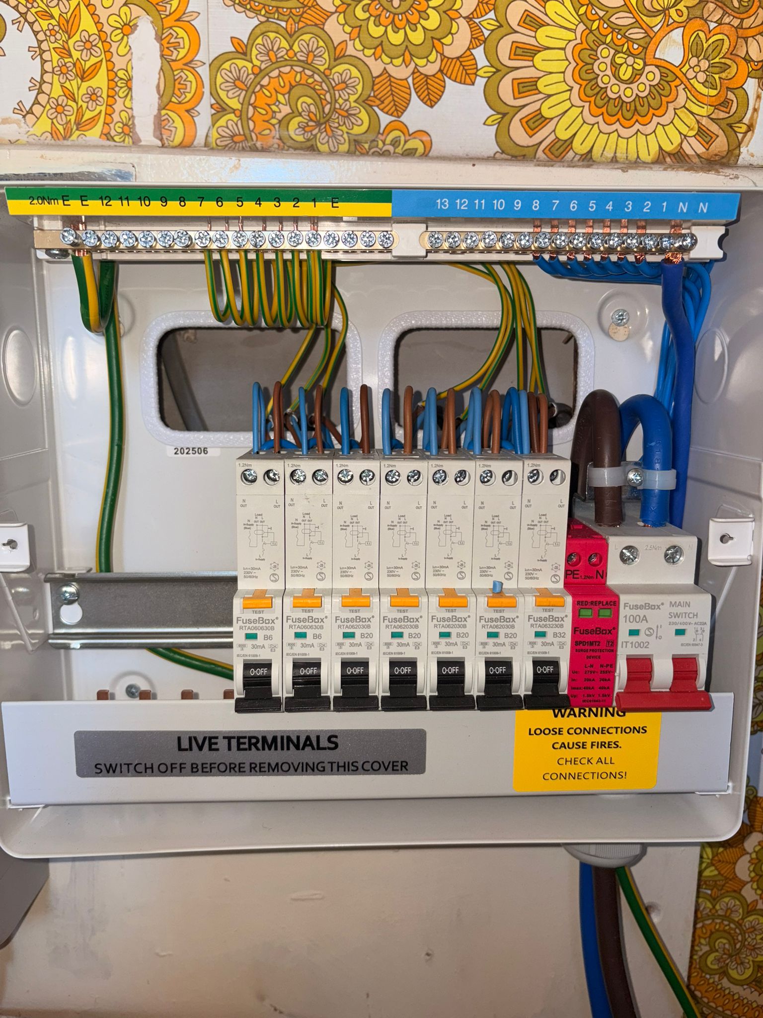 Compact 18th Edition metal distribution unit with 100A main switch, RCBOs and surge protection device