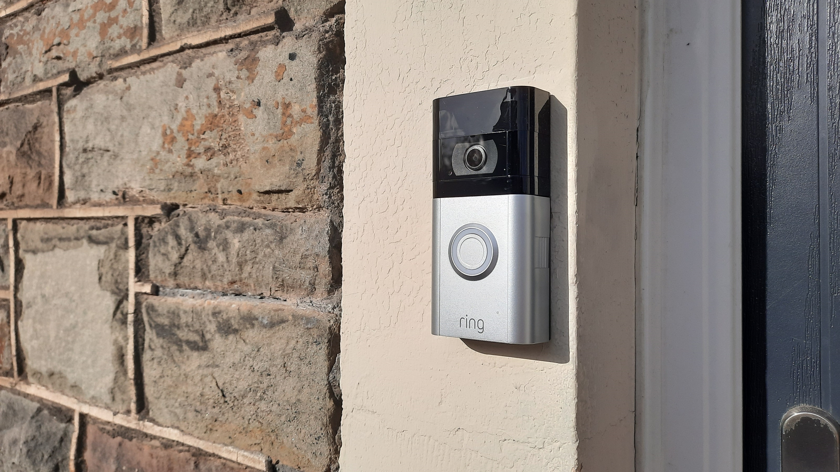 Ring video doorbell installed on masonry exterior wall by SH Electrical