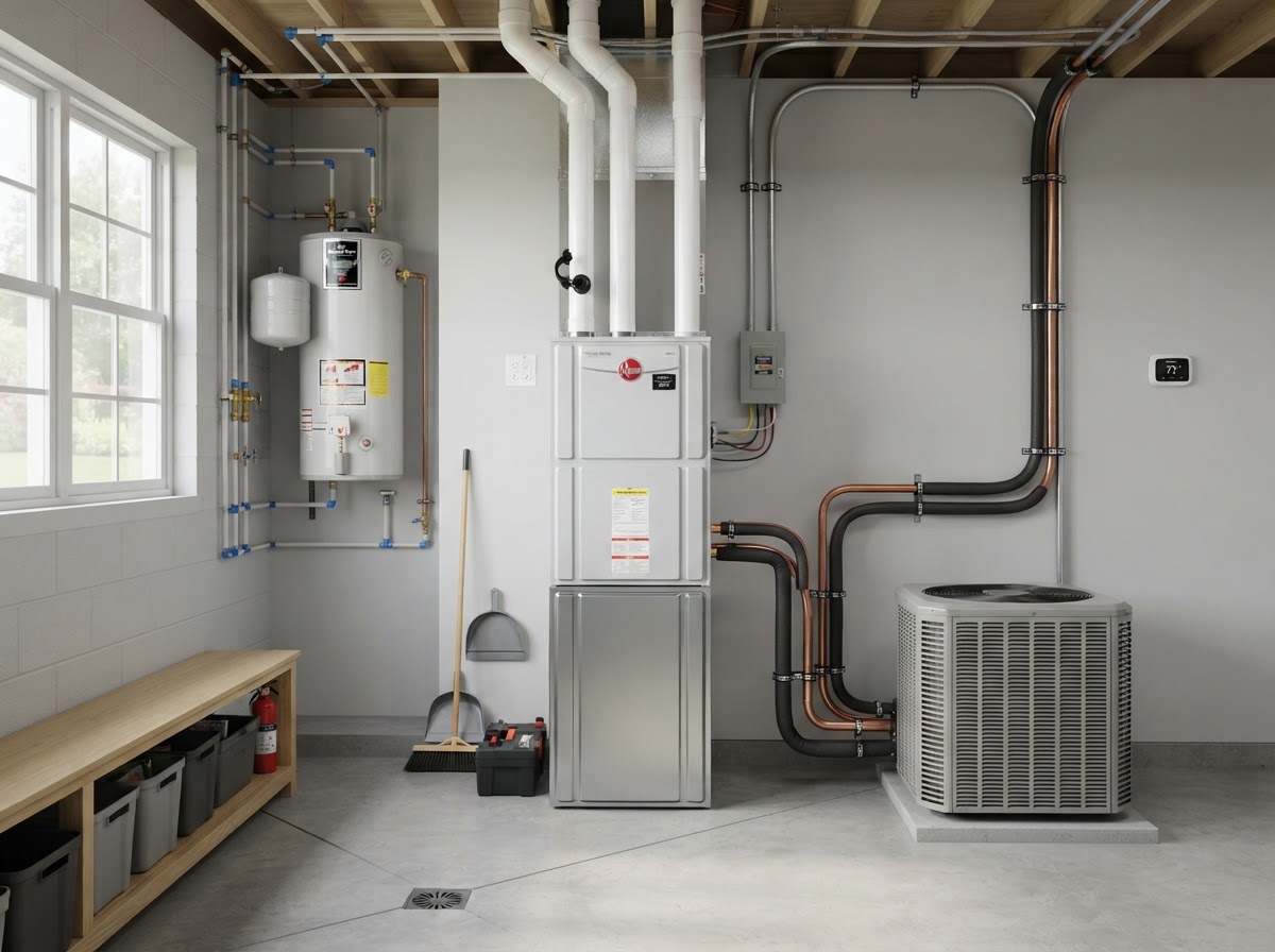 Modern furnace and AC installation by Manson's Heating and Cooling