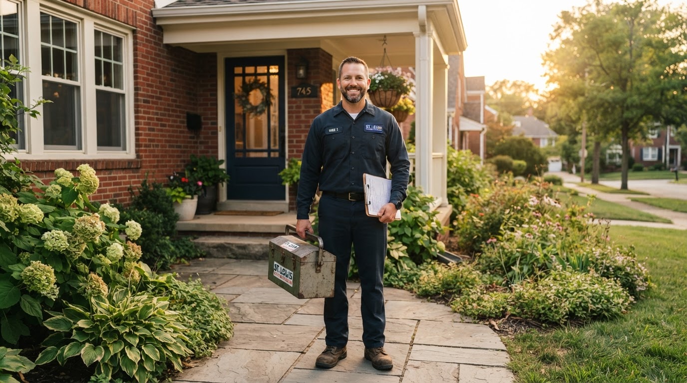Manson's HVAC technician arriving at a St. Louis home