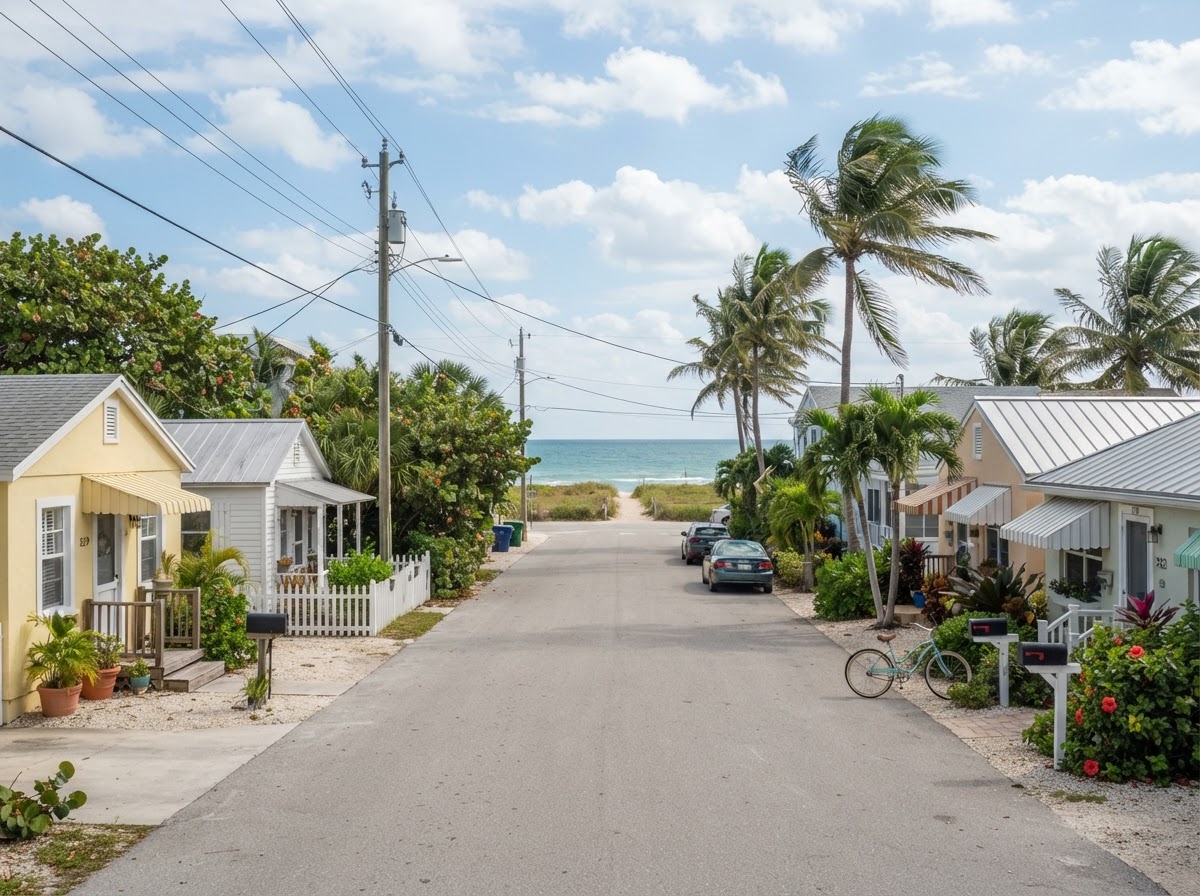 Quiet coastal residential street in Dania Beach