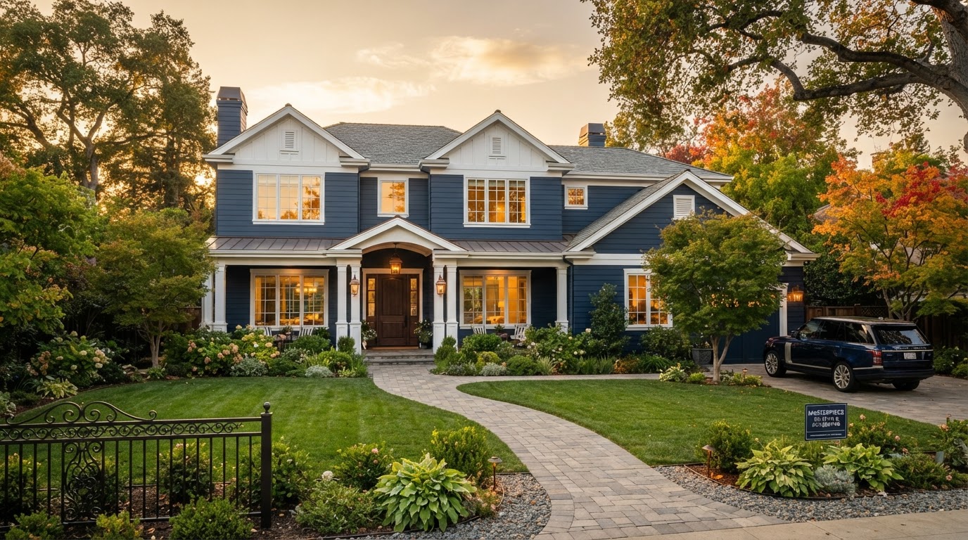 Freshly painted luxury home exterior by a professional painting contractor