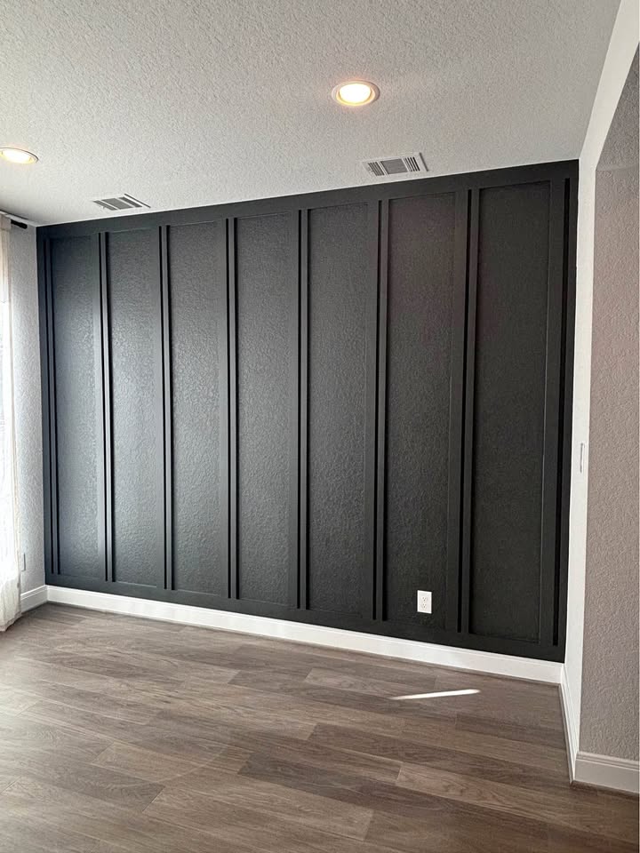 Matte Charcoal Double-Batten Accent Wall