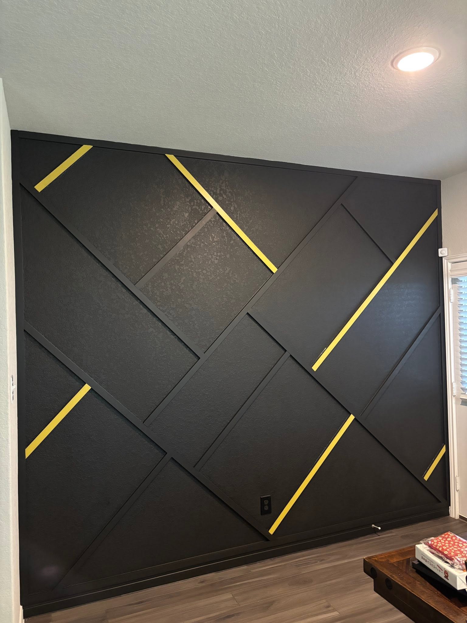 Matte Black & Gold Inlay Geometric Feature Wall