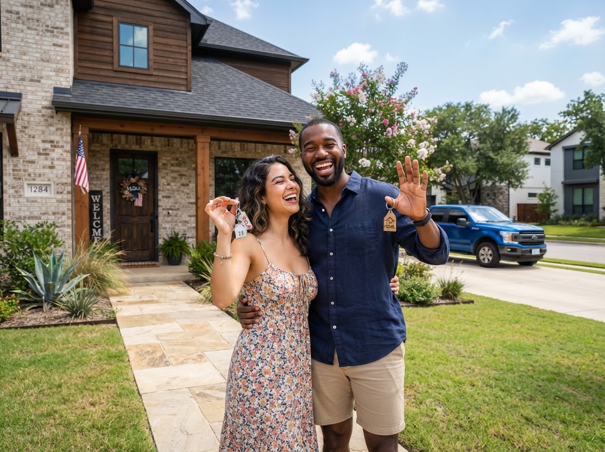 Happy First-Time Homebuyers Holding Keys